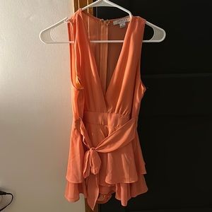 Favlux Orange/peach flowy romper size S NWOT